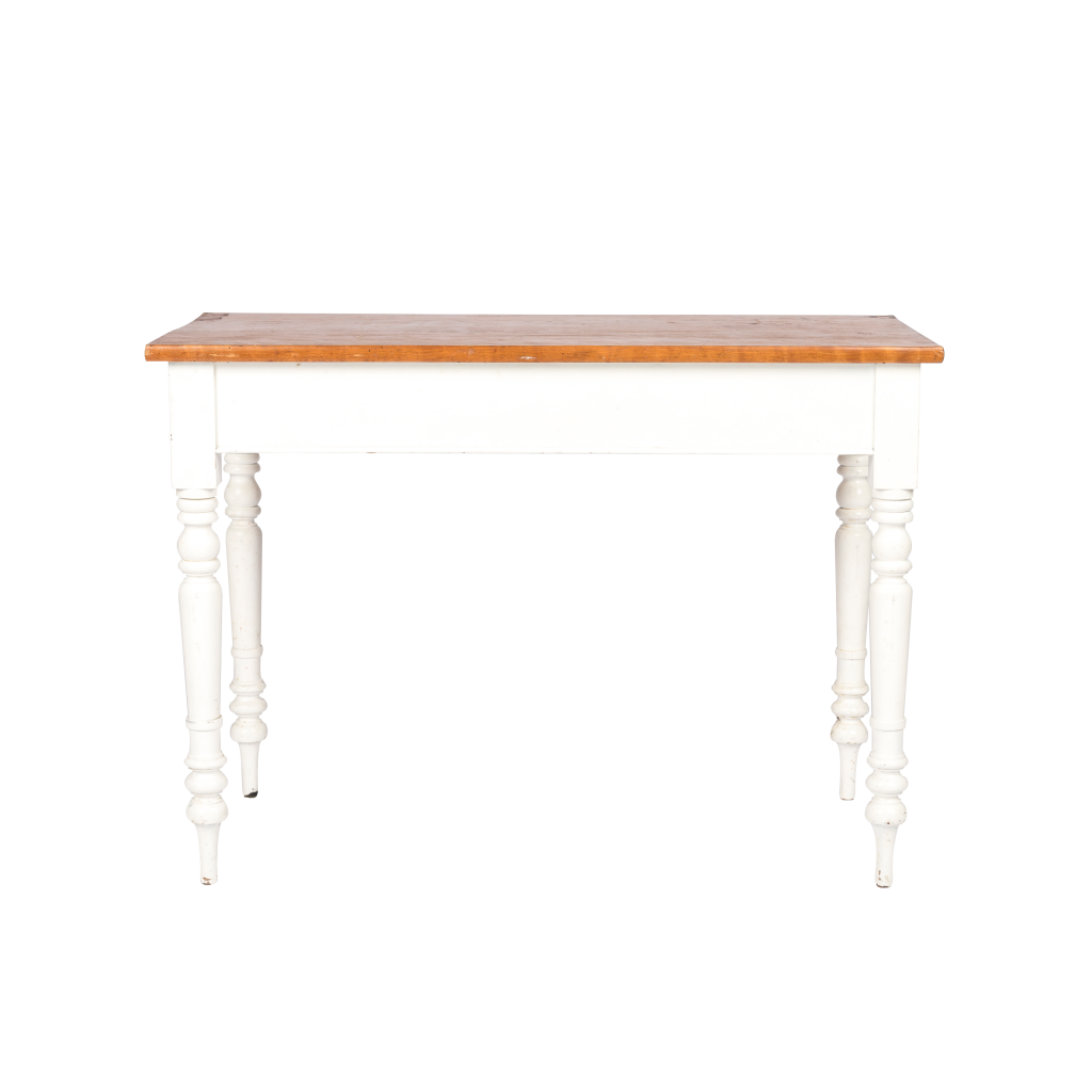 White Console Table with Wooden top 1.5mL x 50cmW x 75cmH The Event