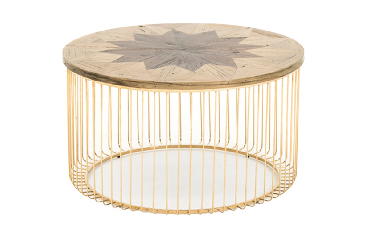 Photograph ofLuxe Parquet Coffee Table with Gold Frame - Large