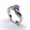 Blue Sapphire Solitaire Engagement Ring with Artistic Band