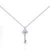 Sterling Silver Key Necklace with Purple Amethyst Gemstone