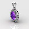 Genuine Natural Amethyst Elliptic Cluster Pendant
