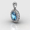 Genuine Natural Blue Topaz Elliptic Cluster Pendant