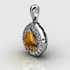 Genuine Natural Citrine Teardrop Pave Pendant