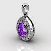 Genuine Natural Amethyst Tear Drop Pave Pendant