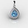 Genuine Natural Blue Topaz Teardrop Pave Pendant