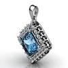 Genuine Natural Blue Topaz Squarish Cluster Pendant