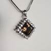 Genuine Natural Light Brown Citrine Squarish Cluster Pendant