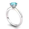Blue Topaz Artisanal Floral Crown Solitaire Silver Engagement Ring