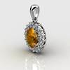 Genuine Natural Citrine Elliptic Cluster Pendant
