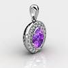 Genuine Natural Amethyst Pave Pendant in Sterling Silver