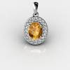 Genuine Natural Citrine Pave Pendant in Sterling Silver