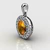 Genuine Natural Citrine Pave Pendant in Sterling Silver