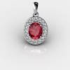 Genuine Natural Garnet Pave Pendant in Sterling Silver