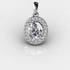 Genuine Natural White Topaz Pave Pendant in Sterling Silver