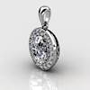 Genuine Natural White Topaz Pave Pendant in Sterling Silver