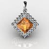 Genuine Natural Citrine Squarish Cluster Pendant