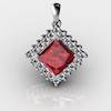 Genuine Natural Garnet Squarish Cluster Pendant