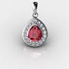 Genuine Natural Garnet Teardrop Pave Pendant