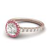 Sapphire Engagement Ring 6mm Round White Sapphire in Rose Gold with Pink Cluster Stones