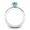 Blue Topaz Elite Floral Crown Solitaire White Gold Engagement Ring