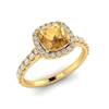 Yellow Gold 6mm Created Yellow Sapphire Cushion Cut Engagement Ring