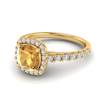 Yellow Gold 6mm Created Yellow Sapphire Cushion Cut Engagement Ring