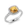 White Gold 6mm Created Yellow Sapphire Cushion Cut Engagement Ring