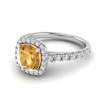 White Gold 6mm Created Yellow Sapphire Cushion Cut Engagement Ring