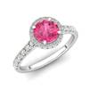 White Gold 6mm Created Pink Sapphire Brilliant Cut Engagement Ring