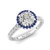 White Gold 6mm Blue Accented Created White Sapphire Brilliant Cut Engagement Ring