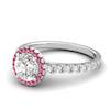 White Gold 6mm Pink Accented Created White Sapphire Brilliant Cut Engagement Ring