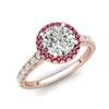Rose Gold 6mm Pink Accented Created White Sapphire Brilliant Cut Engagement Ring