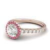Rose Gold 6mm Pink Accented Created White Sapphire Brilliant Cut Engagement Ring