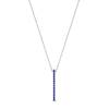 Luxe White Gold Bar Necklace Pendant with Blue Stones
