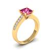 Pink Sapphire Yellow Gold Princess Cut Engagement Ring Pharos