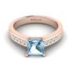 Aquamarine Rose Gold Princess Cut Engagement Ring Pharos