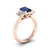 Blue Sapphire Rose Gold Emerald Cut Engagement Ring Blanche