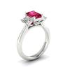Pink Sapphire White Gold Emerald Cut Engagement Ring Blanche