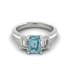 Aquamarine White Gold Emerald Cut Engagement Ring Blanche