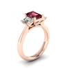 Garnet Ring Rose Gold Emerald Cut Blanche