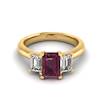 Garnet Ring Yellow Gold Emerald Cut Blanche