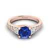 Blue Sapphire Rose Gold Three Stone Engagement Ring Sorento