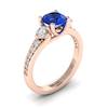 Blue Sapphire Rose Gold Three Stone Engagement Ring Sorento
