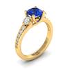 Blue Sapphire Yellow Gold Three Stone Engagement Ring Sorento