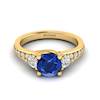 Blue Sapphire Yellow Gold Three Stone Engagement Ring Sorento