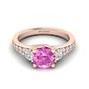 Pink Sapphire Rose Gold Three Stone Engagement Ring Sorento