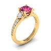 Pink Sapphire Yellow Gold Three Stone Engagement Ring Sorento