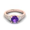 Amethyst Rose Gold Three Stone Engagement Ring Sorento