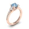 Aquamarine Rose Gold Three Stone Engagement Ring Sorento