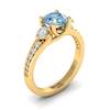 Aquamarine Yellow Gold Three Stone Engagement Ring Sorento